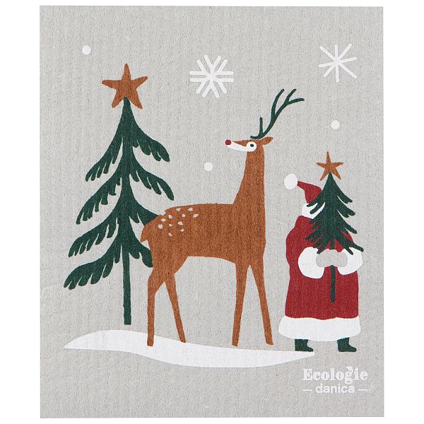 Swedish Sponge Cloth, Santa's Reindeer