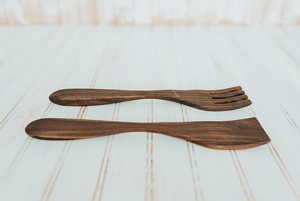 Walnut Salad Servers 12